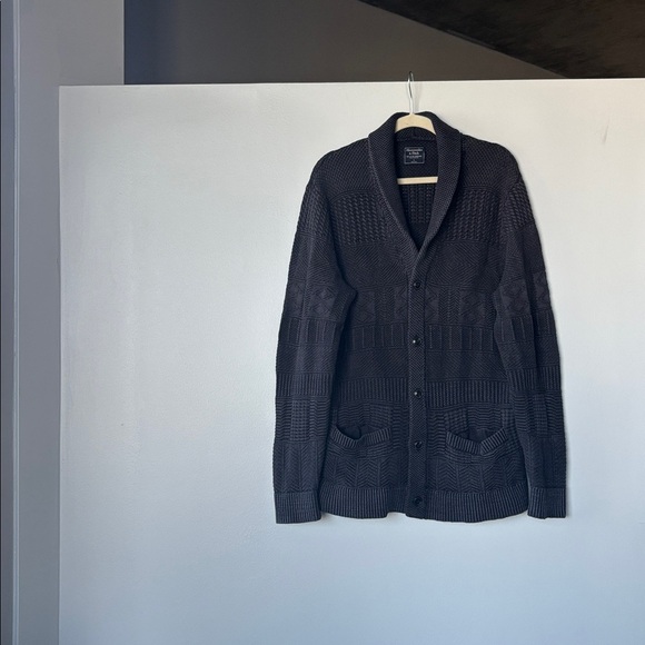 Abercrombie & Fitch 'boyfriend' Cardigan Sweater 100% Cotton in: Charcoal black - Picture 3 of 10